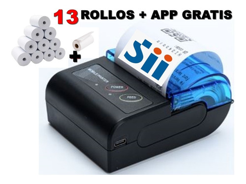 Impresora Boleta Sii + Aplicacion Gratis Y 13 Rollos 58 Mm