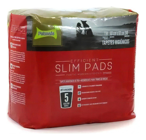 Tapete Higiênico Efficient Slim Pads 80x60cm 30un Petmais