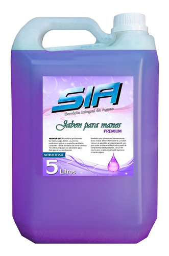 Jabón Liquido Para Manos Premium Violeta 5 Litros Sia