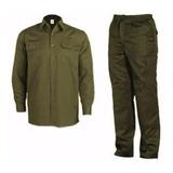 Kit Ropa Trabajo Verde Camisa Pantalon Comun 4 Bolsillos Ver