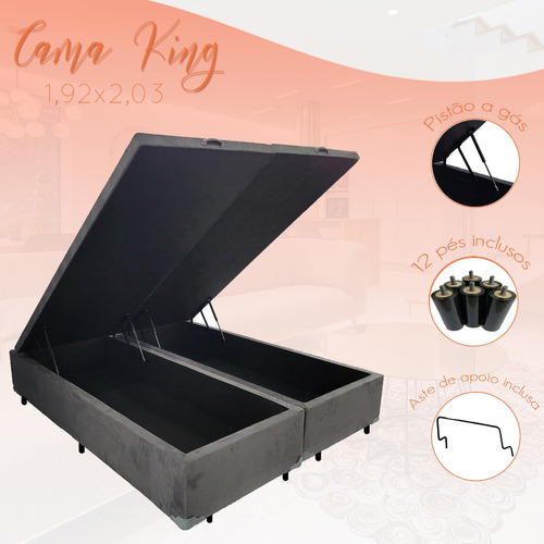 Cama Box Bau King 1,93 Premium (blindada) Super Reforçada