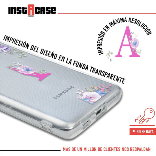 Funda Para Galaxy Antigolpes Flores Personalizada Tu Inicial