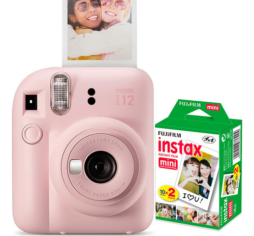 Câmera Instantânea Instax Fujifilm Mini 12 Rosa +20 Filmes