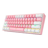 Teclado Gamer Redragon Fizz Rainbow K617r Rosa/blanco Inglés