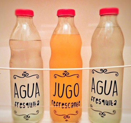 Vinilo Decorativo Botella De Agua Jugo Leche X3