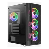 Caja Gamer Aerocool Prism Rgb Vidrio + 4 Fans Argb Color Negro