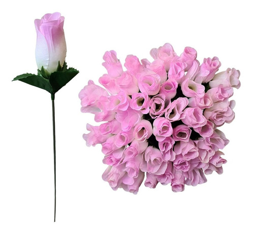 Kit 48 Botões Rosa Artificial Flores Para Arranjo Decorativo