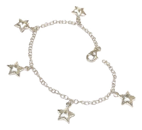 Pulsera Estrellas Plata 925 18cm Ideal Mujer Novia Ps 095