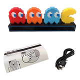 Lámpara Led Gamer Píxel De Pac Man Con Puerto Usb U Pilas