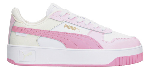 Tenis Puma Mujer Carina Street Blanco Con Rosa Cintas Dama