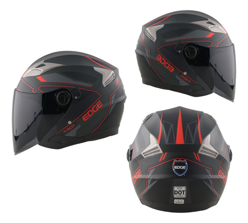 Casco Semi Integral Edge T-rox Certificado Dot Moto + Gafas