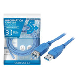 Cabo Extensor Usb 3.1 Alta Velocidade Macho E Fêmea 3 Metros