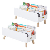 Kit 2 Porta Livros Revisteiro Montessori -palito 60cm Branco