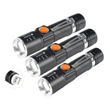 Pack X3 Mini Linterna Led Linterna Recargable Usb Linternas