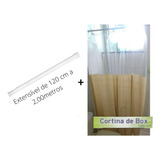 Kit Varão + Cortina De Banheiro Box Visor Tubo Extensível G