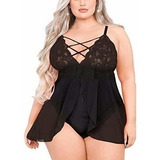 Babydoll De Talla Grande Para Mujer Lencería De Encaje Flora