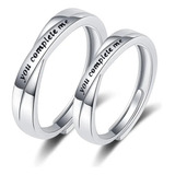 Anillo Compromiso Alianza Pareja Plateado You Complete Me