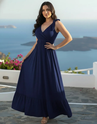 Maxivestido Tihany Largo Escote Profundo Cruzado Tirantes | MercadoLibre