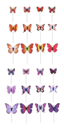 24x Jardinera Jardinera Colorida Mariposa Caprichosa Estacas