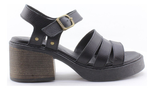 Sandalias Taco Separado Viamo Metallic Cuero Mujer Carg