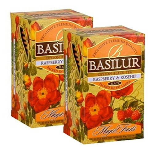 2 Cajas Té Basilur Negro Frambuesa Rosa Mosqueta