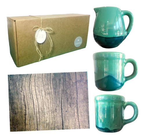 Set Desayuno Taza Regalo Cerámica Kit Artesanal Caja Kvjp038