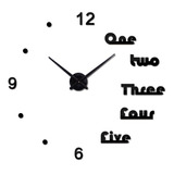 Reloj Pared Gigante 3d 85x85cm Letras +numeros Negro Moderno