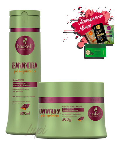 Kit Haskell Bananeira Shampoo 300ml Mascara 300g