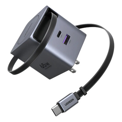 Ugreen Cargador Usb-c 65w Gan Pd Retractil Para iPhone 17 Gris | Meses sin interés