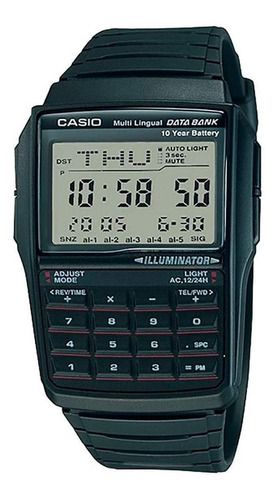 Reloj Casio Dbc-32-1a Data Bank Multilingüe Original E-watch Color De La Correa Negro Color Del Bisel Negro Color Del Fondo Negro