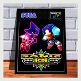 Quadro Decorativo Capa A4 Gamer Retro Sonic Cd Jp Sega Cd