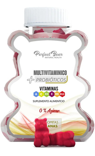 Suplemento Multivitaminico Mas Probioticos 60u Perfect Bear Sabor Frutos Rojos