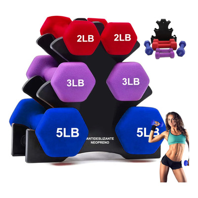 Set Pesas Mancuernas 20lb 6 Piezas Con Soporte Para Casa Gym | Envío gratis
