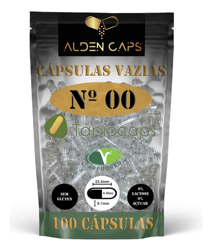 100 Cápsulas Vazias Tapioca Dissolução Rápida Nº 00 (1000mg)