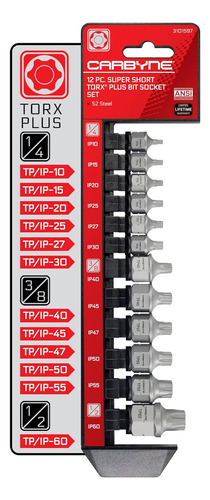 Carbyne Juego De Dados Torx Plus De Perfil Bajo Súper Corto