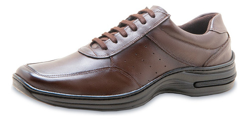 Sapato Conforto Social Couro Natural Costurado Palmilha Gel