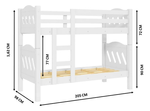 Beliche Solteiro Perola Madeira Mdf Vira Cama Com 2 Colchao