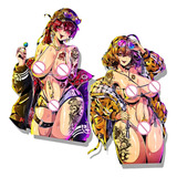 2 Pegatinas Calcomanía Sticker Adulto Anime Waifu Fancy 13cm