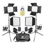 Kit 2 Painel Led Rgb Greika 60w Completo + Bateria Softbox