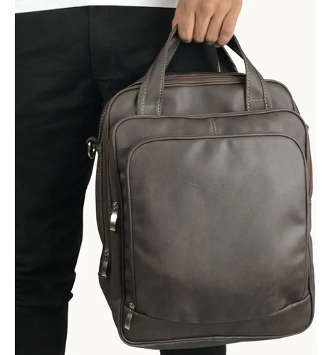 Bolsa Mochila Pasta Tiracolo Couro Sintético Masculino  | Frete grátis