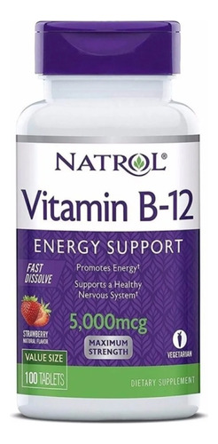 Vitamina B12 5000mcg 100 Tabs Sublingual - Natrol Importada