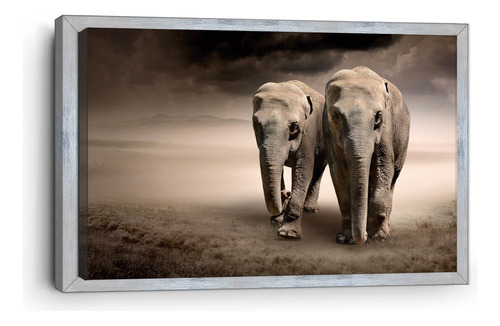 Cuadro Canvas Marco Inglés Dos Elefantes 90x140cm