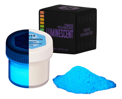 Pigmento Fosforescente Fluo Para Resina X 10 Gramos Azul Cla