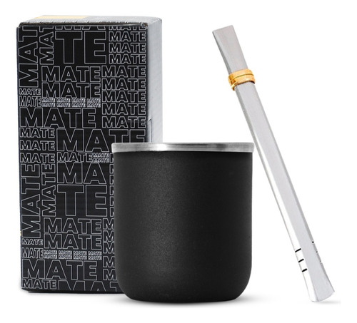 Mate Acero Inoxidable Térmico Con Bombilla Chata Premium