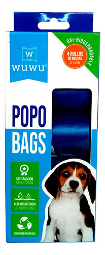 80 Bolsas Oxo Biodegradables Wuwu Rollos Fecas Perro