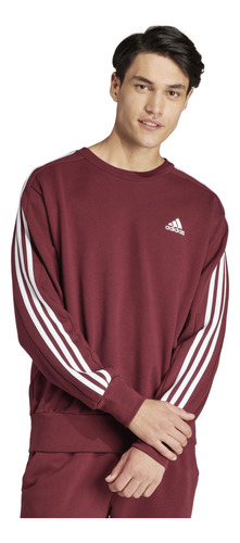 Sudadera adidas Essentials French Terry 3 Stripes Hombre Roj