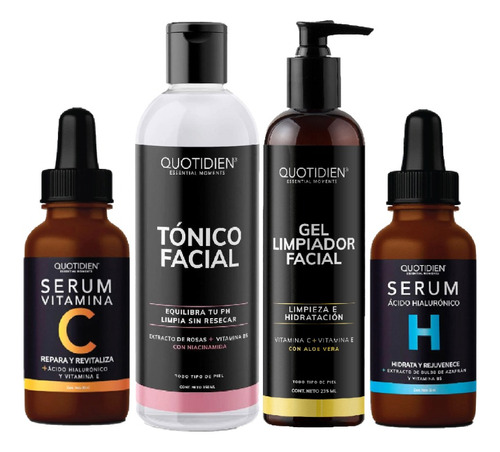 Kit Rutina - 1 Limpiador + 1 Tonico + 1 Serum C + Serum Ah