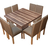 Juego Comedor Moderno Tr 140x140 + 8 Sillas Chenille