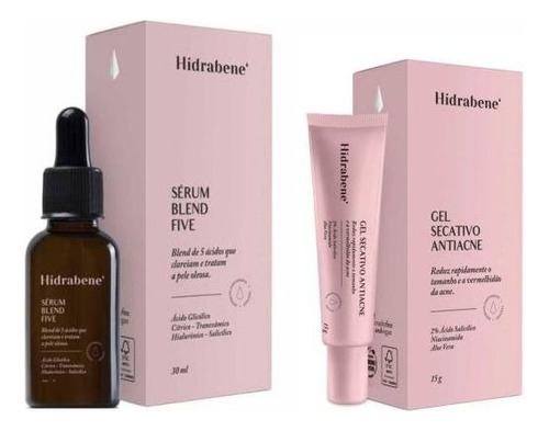 Hidrabene Sérum Blend Five 30ml E Gel Secativo Antiacne 15g Tipo De Pele Oleosa