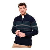Sweater Hombre Con Jacquard Y Cierre En Cuello Art. 418